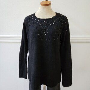 Womens Plus Size Apt. 9 Embellished Crewneck Sweater SZ XL  Black New wi…